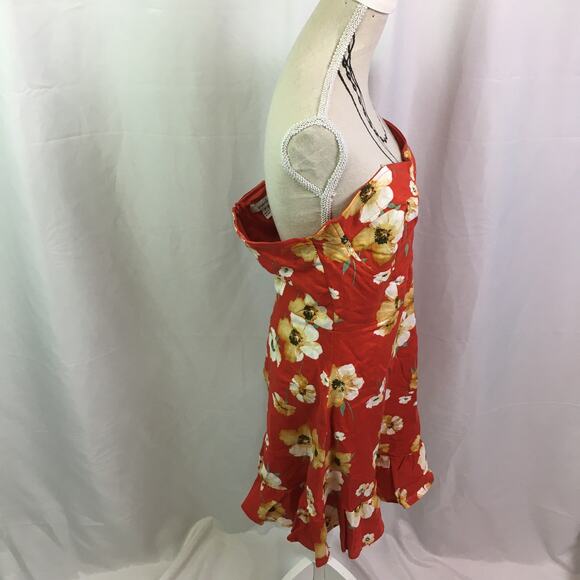 Speechless Floral Strapless Dress Red Orange Jrs S - Picture 4 of 16